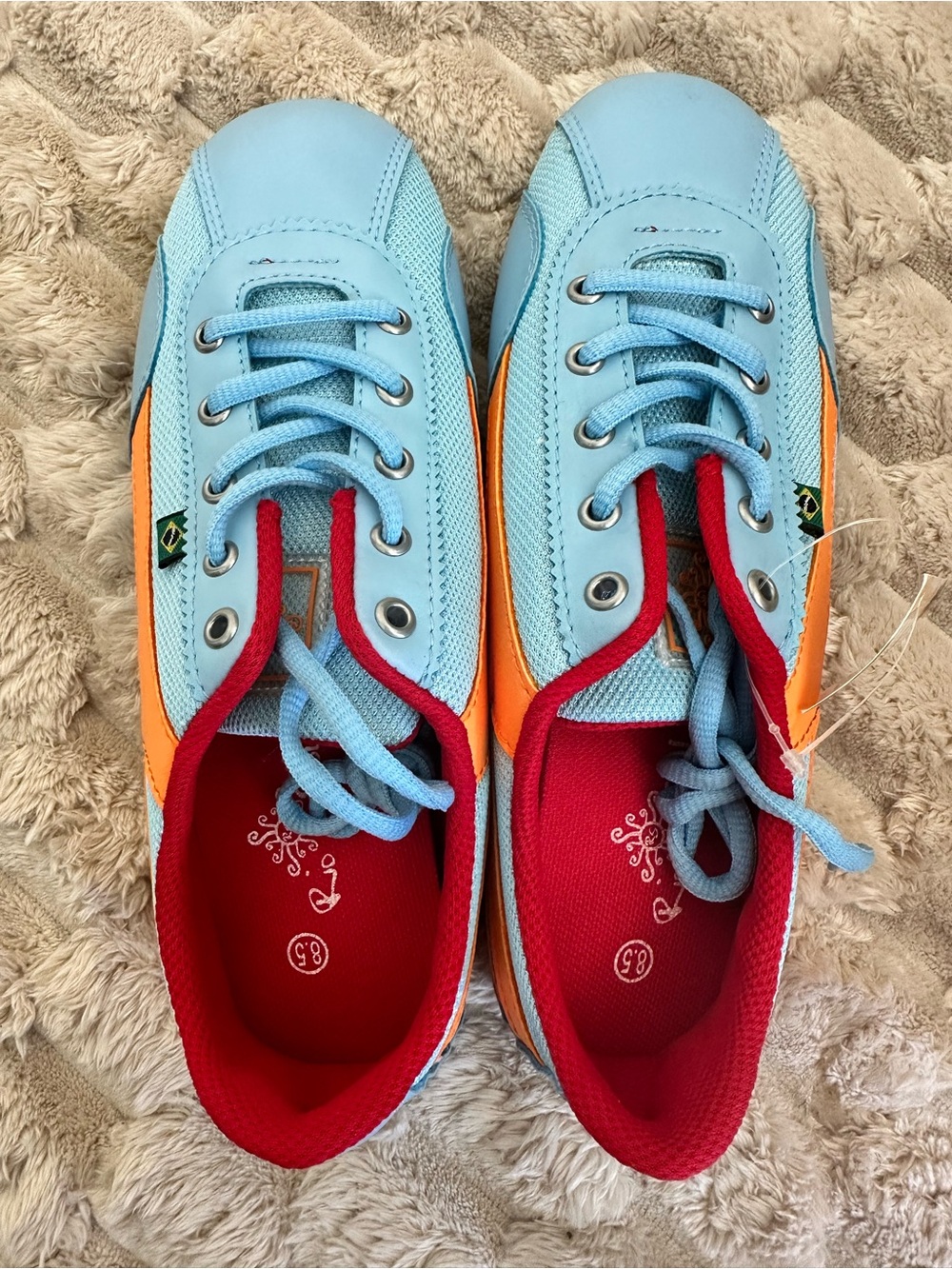 Rio Soul Women's Brazilian Dance Shoes Blue and Orange Lace-Up Sneakers Sz 8.5 - Picture 2 of 11